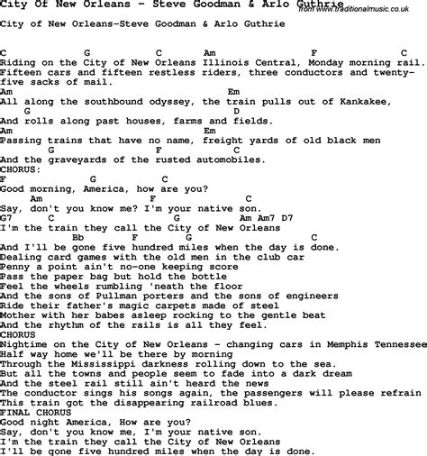 lyrics to the city of new orleans
